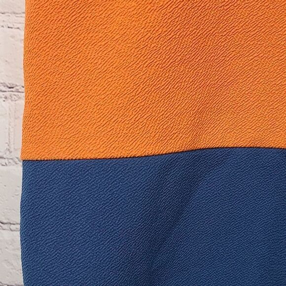 LuLaRoe Cassie Bodycon Skirt Orange Blue Colorblock Jaquard Stretch Pencil SMALL - Picture 3 of 8